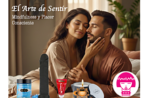 Pareja disfrutando un momento de intimidad consciente con productos de bienestar sexual de Erotika.