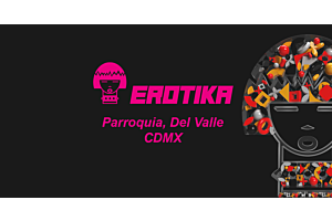 Logo de Erotika con gráfico artístico, Parroquia CDMX