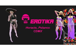 Maniquíes con lencería blanca y fondo iluminado en rosa – escaparate de Erotika Horacio Polanco
