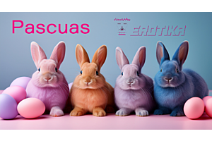Cuatro vibradores tipo rabbit en colores pastel morado, azul, peach y rosa suave, dispuestos sobre un fondo blanco limpio que resalta su diseño ergonómico y orejas flexibles de estimulación clitoridiana.