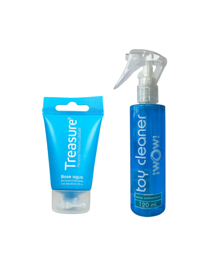 Kit Pleasure Essentials: Treasure Base Agua + Toy Cleaner iWow!