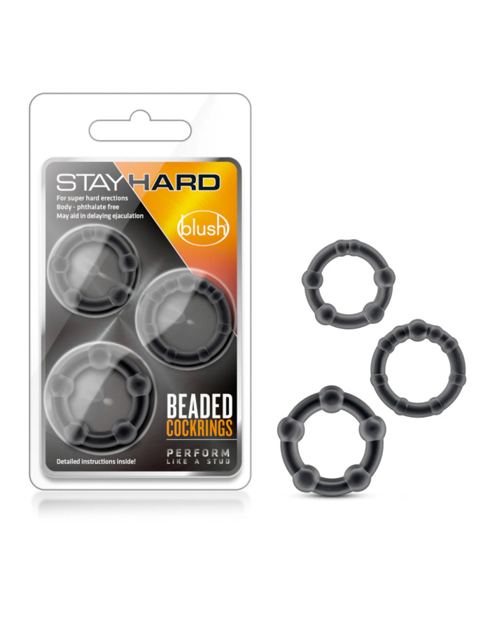 ANILLOS STAYHARD BEADED 3 BLACK