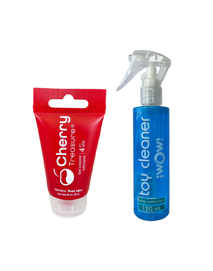 Kit Sensación Térmica: Cherry Treasure (60ml) + Toy Cleaner iWow!