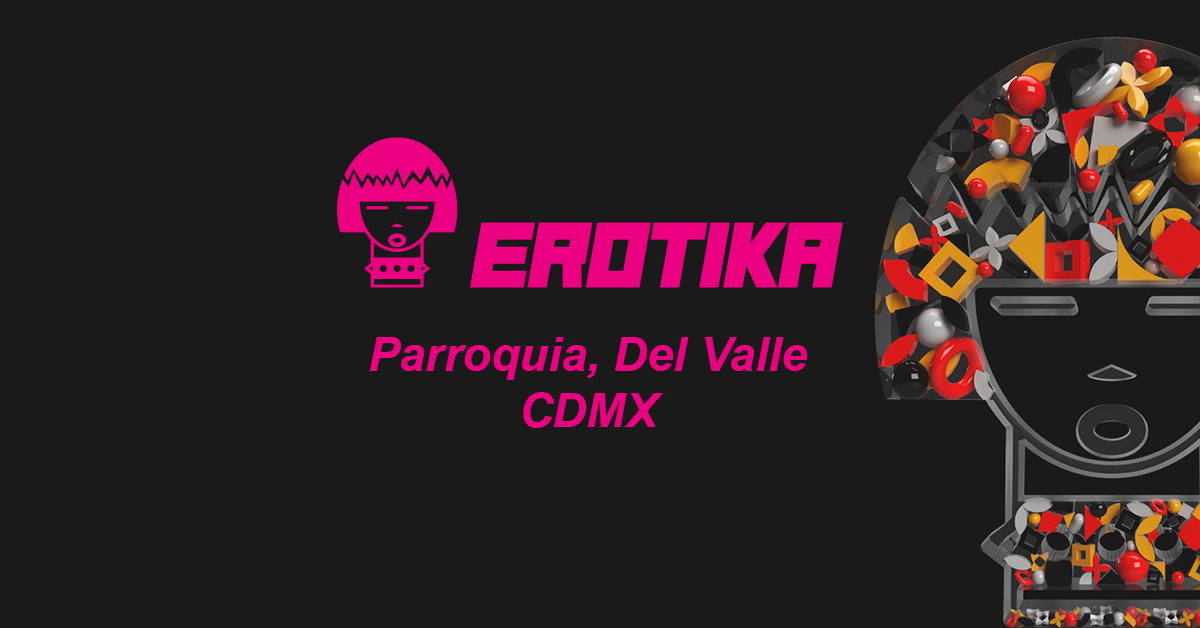 Logo de Erotika con gráfico artístico, Parroquia CDMX