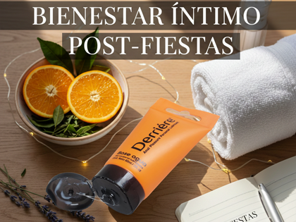 Ritual de bienestar íntimo post-fiestas con cítricos, lavanda y productos de cuidado personal Erotika.